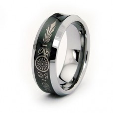 8 mm Tungsten band with lasered floral pattern